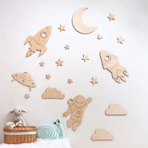 Laser cut Spaceman, Spaceship, Star, Play Room Wall Art
