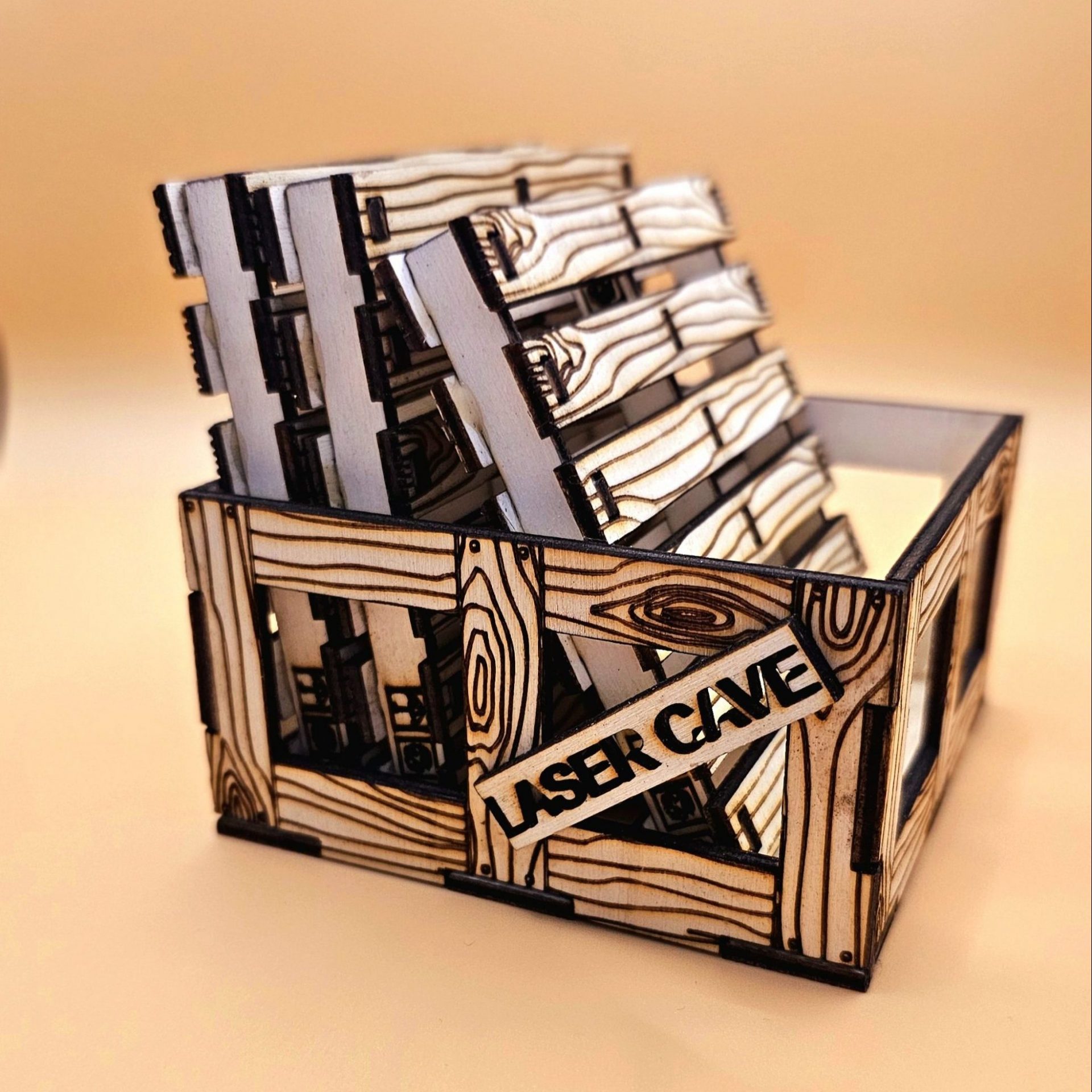 Pallet style plywood coaster in a lovely crate